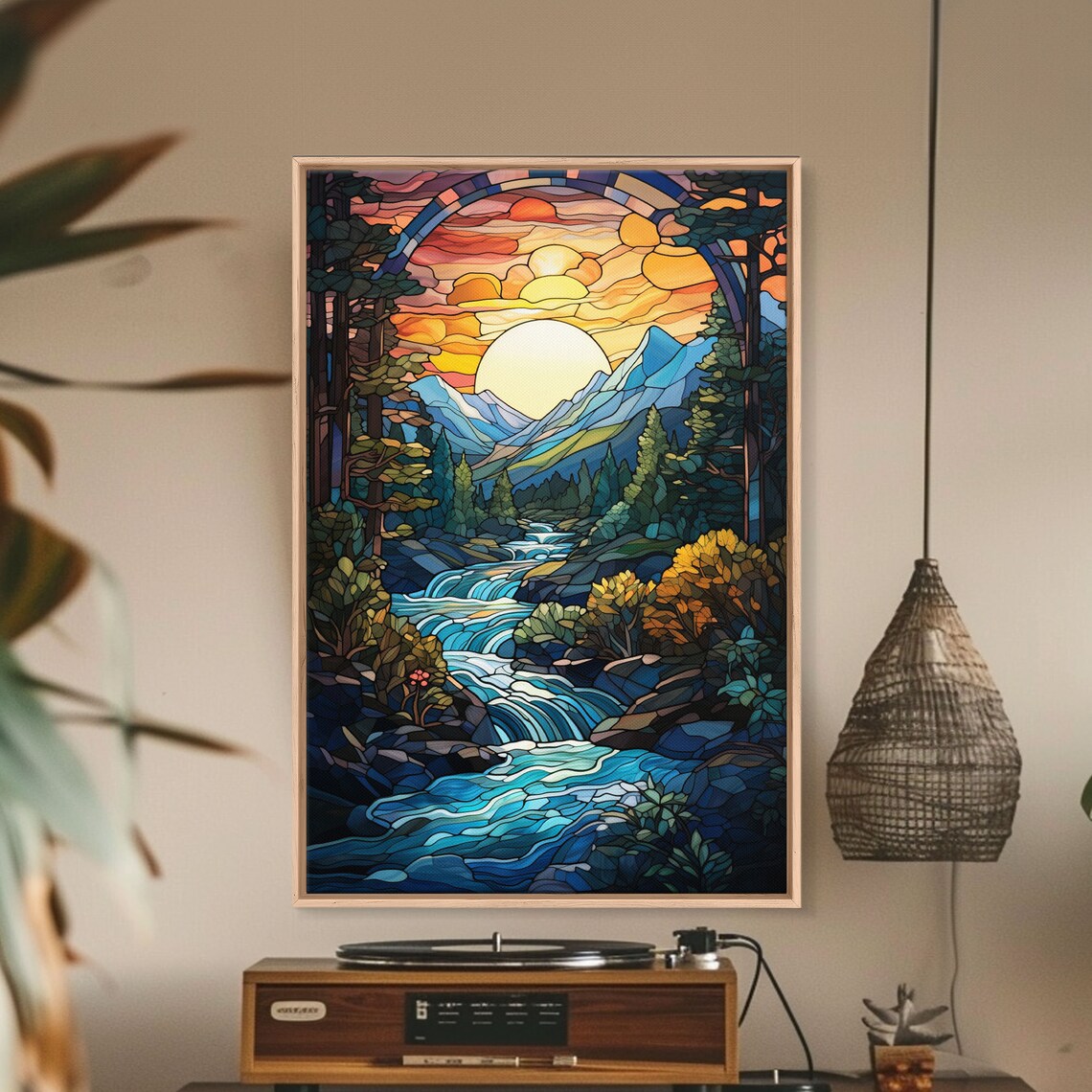 Abstract Forest River Art Print, Nature Wall Decor