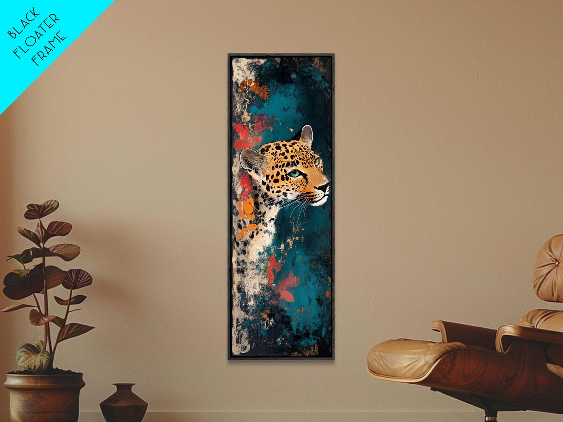 Leopard Portrait Dark Moody Red Accent Elegant Wildlife Art Poster - Image 6