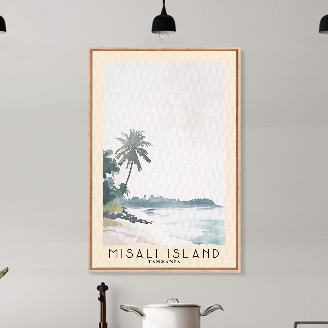 Misali Island Tanzania Minimalist Palm Beach Watercolor Travel Poster - Image 6