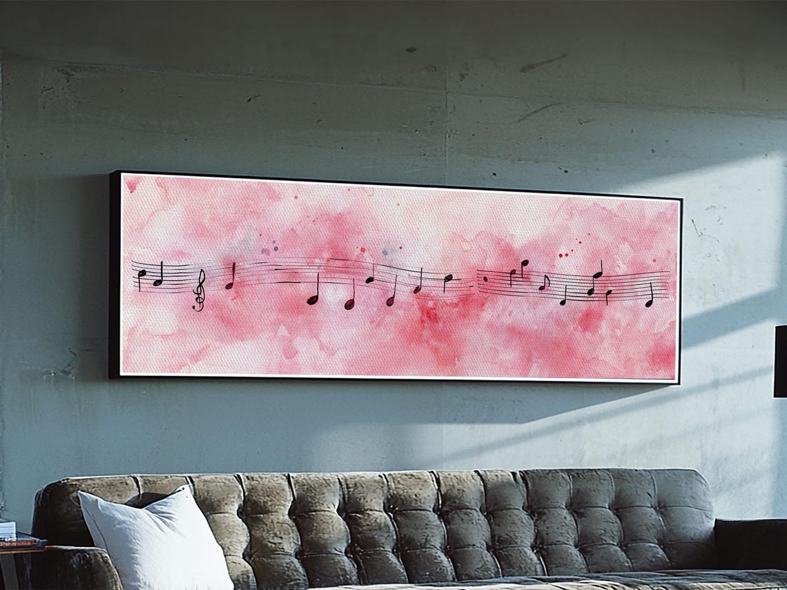 Sheet Music Notes Pink Watercolor Musical Staff Modern Rustic Poster - Image 5