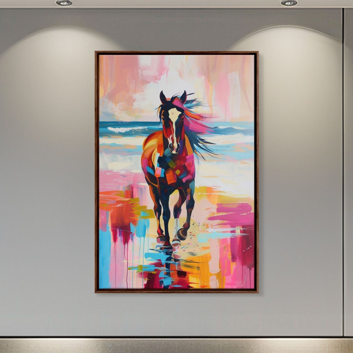 Colorful Horse Galloping On Beach Bold Abstract Equine Poster - Image 3