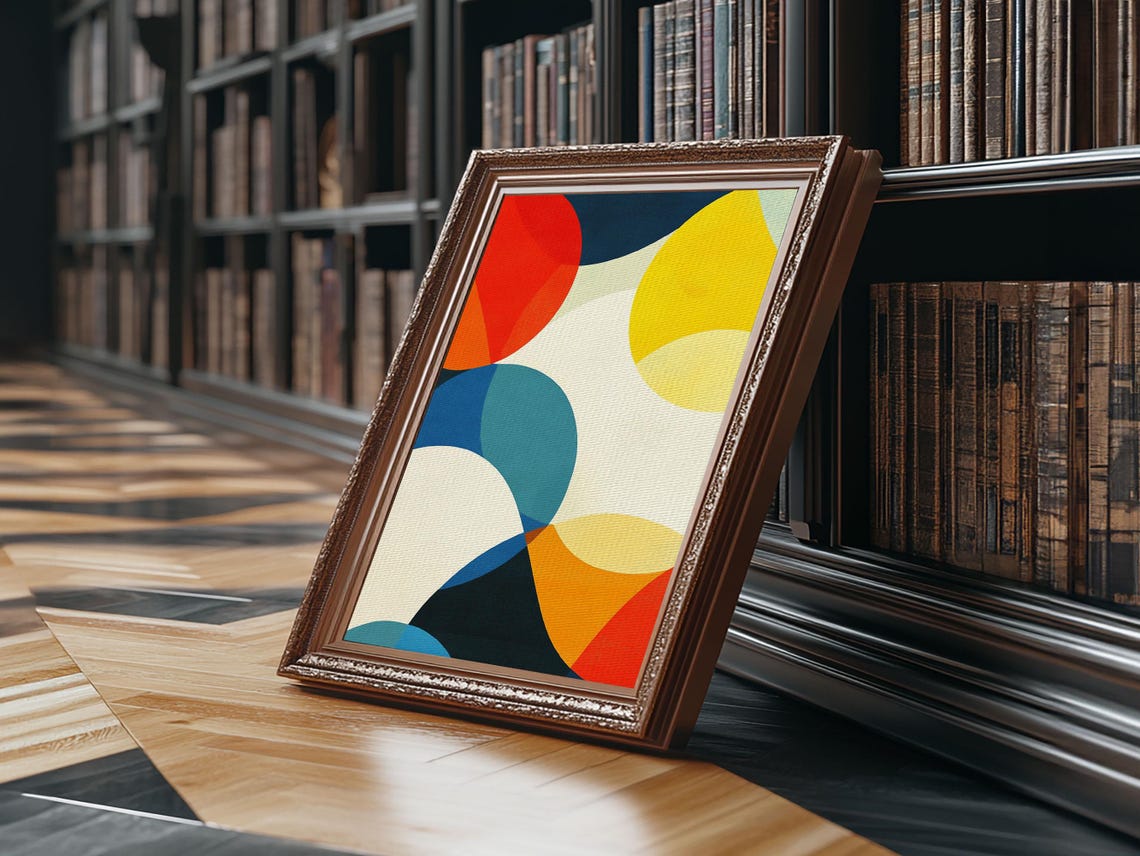 Bold Colorful Circles Abstract Red Blue Yellow Modern Art Poster - Image 4