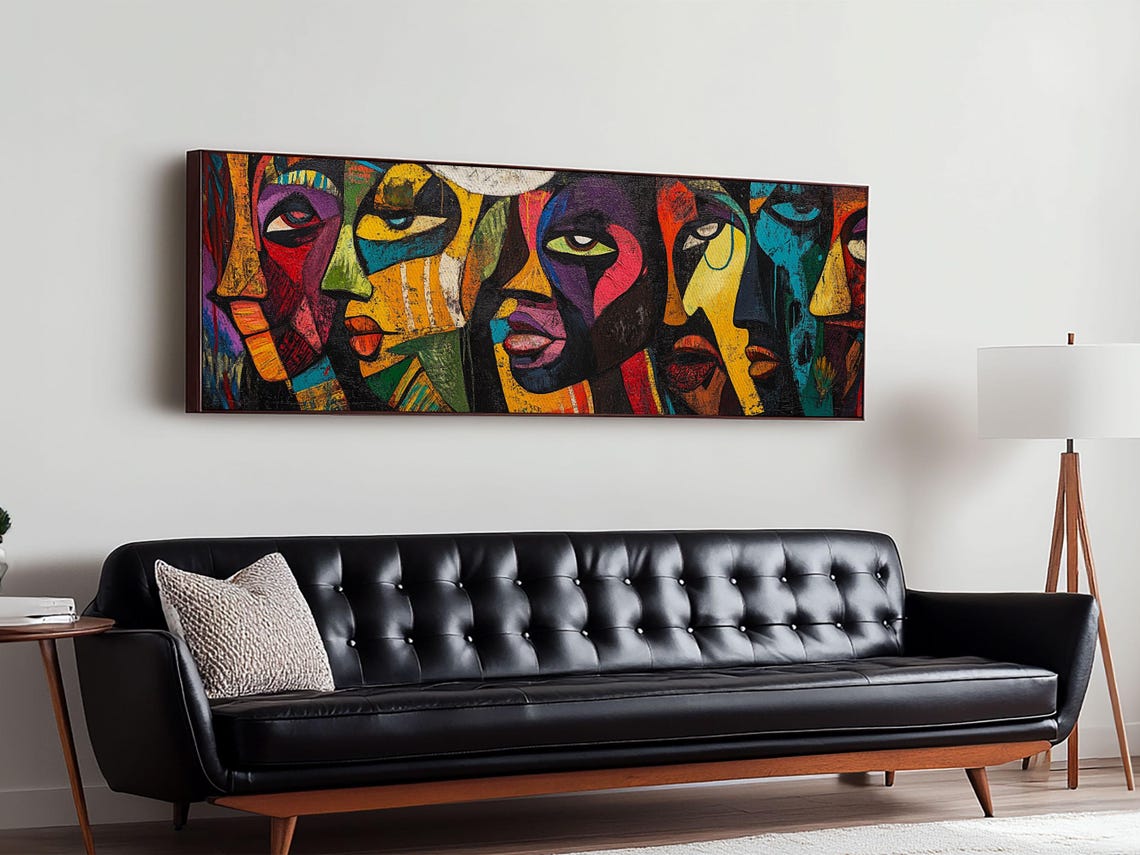 Afrocentric Abstract Faces Bold Cubist Colorful Portrait Decor Poster - Image 4