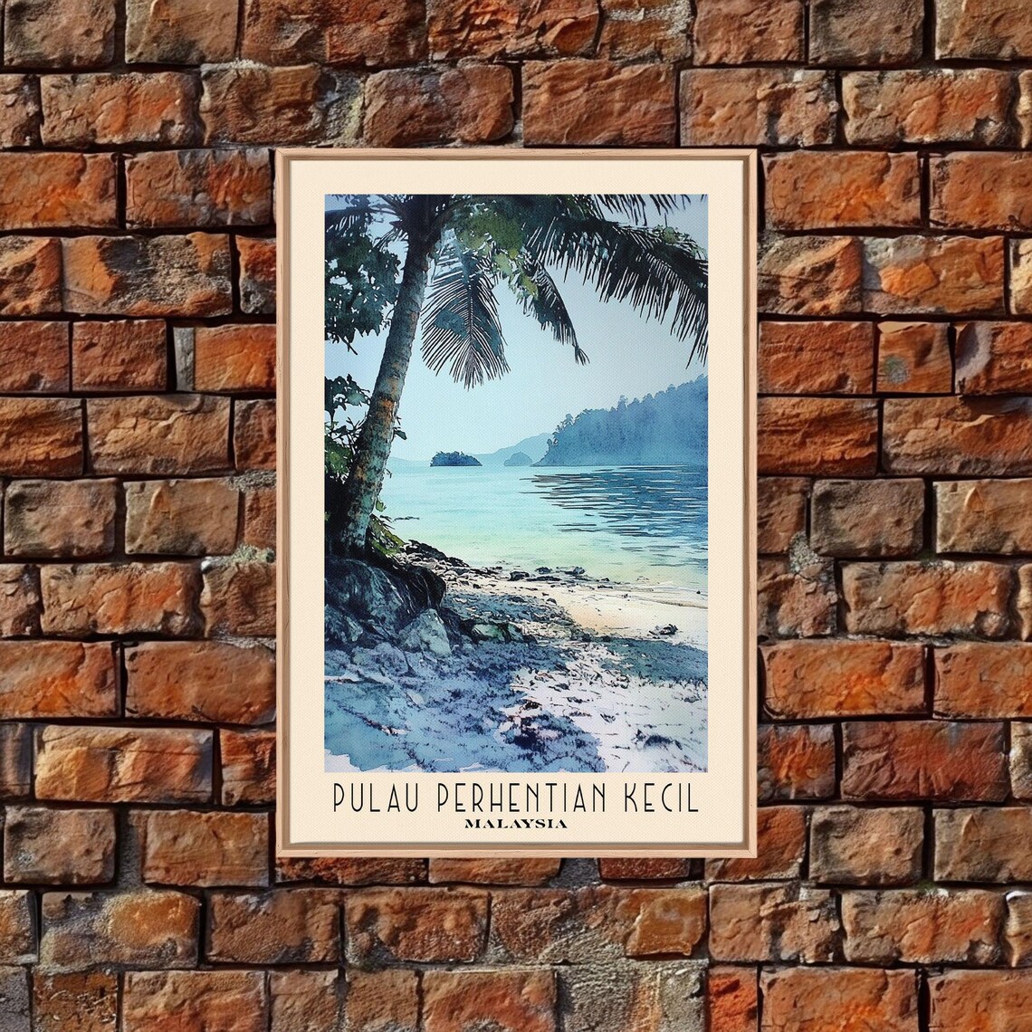 Pulau Perhentian Kecil Malaysia Palm Framed Shore Watercolor Travel Poster - Image 4