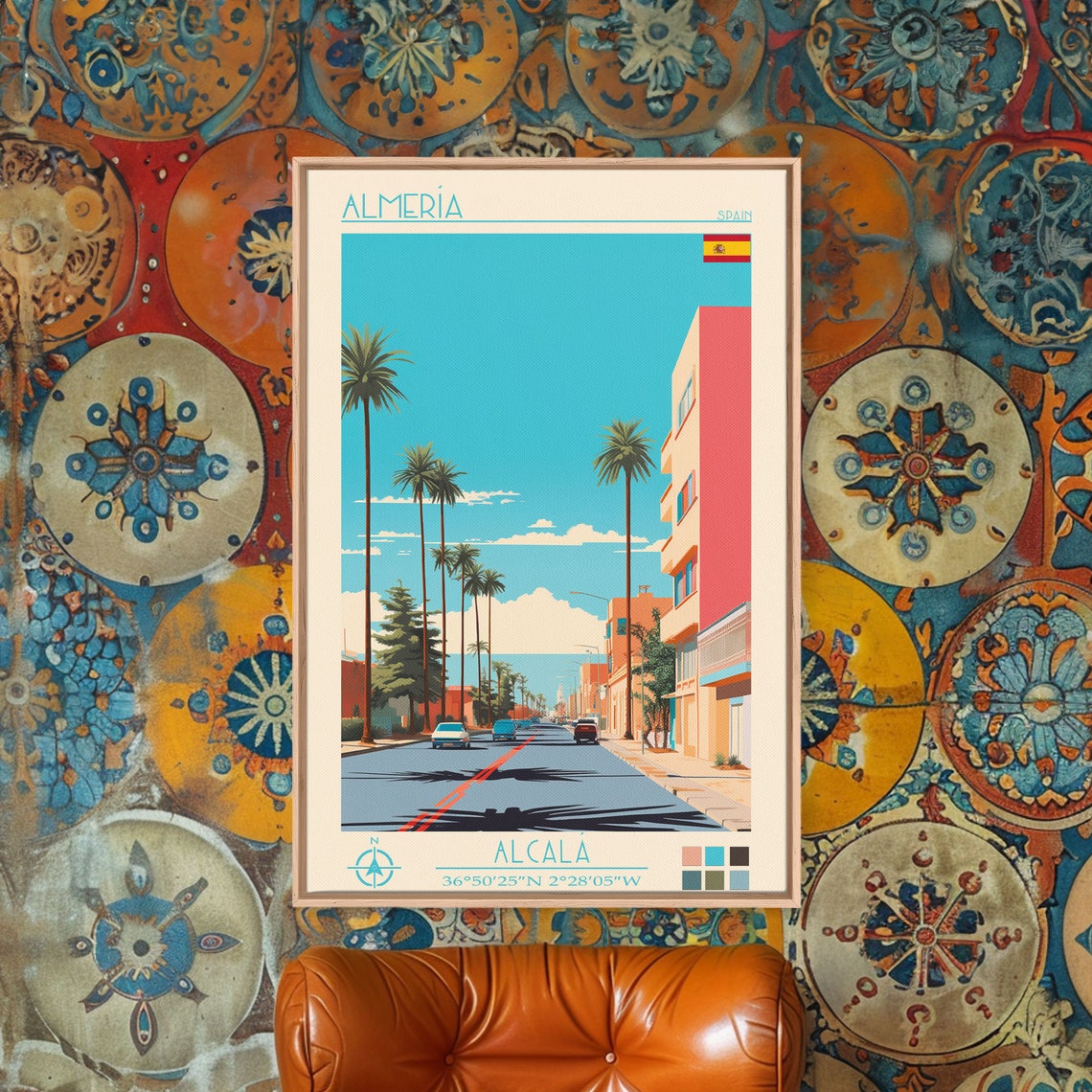 Almeria Spain Palm Lined Coastal Avenue Mediterranean Summer Poster - Image 5