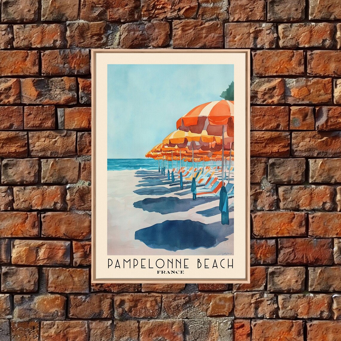 Pampelonne Beach France Watercolor Print Vacation Gift France Wall Art Beach Painting Beach Decor Large Wall Art Wood Frame Art - Image 4