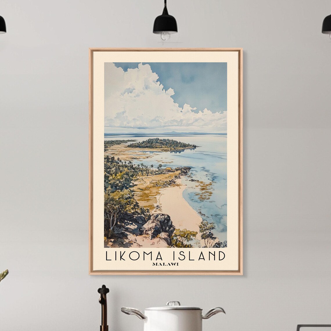 Likoma Island Malawi Lake Aerial Beach View Watercolor Poster - Image 6