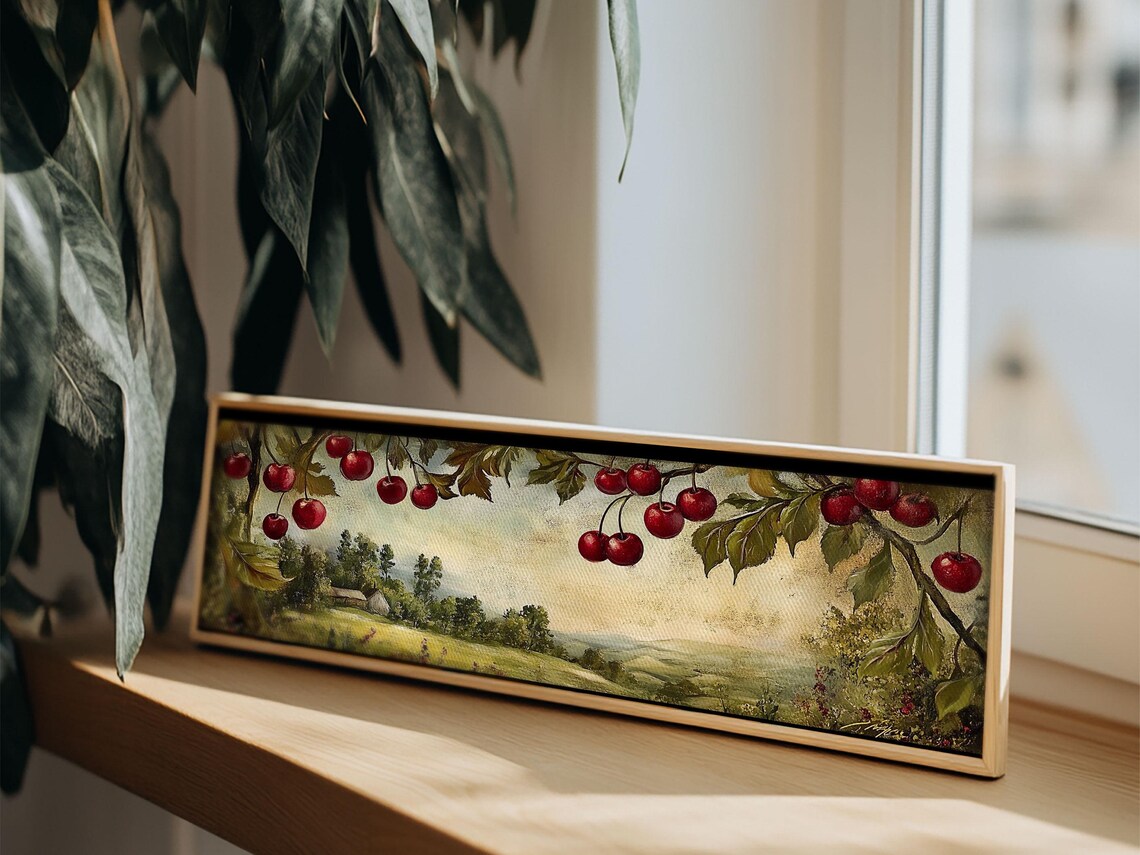 Cherries Rustic Farmhouse Landscape Wall Art Print - Image 2