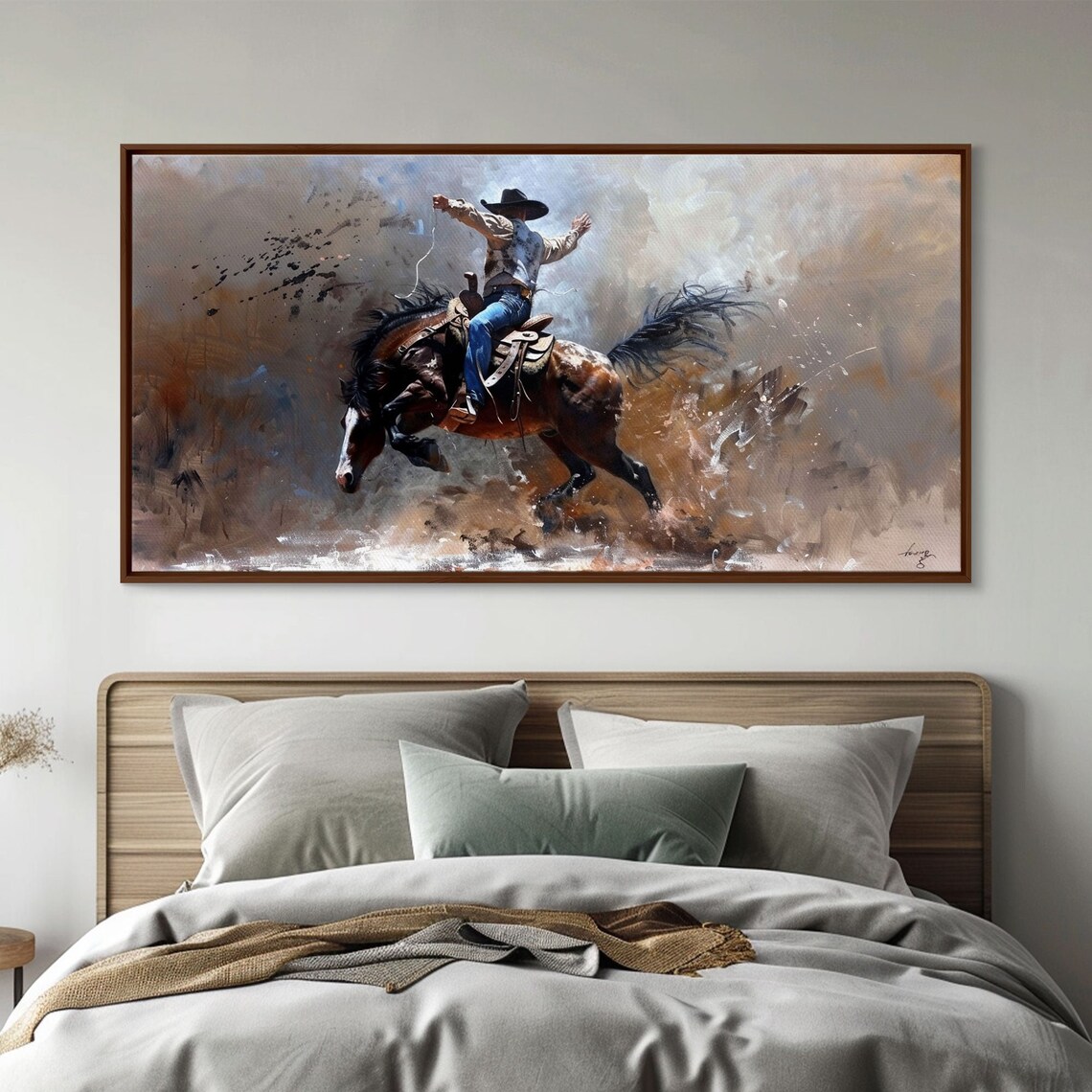 Rodeo Cowboy On Bucking Horse, Farmhouse Art Print - Image 5