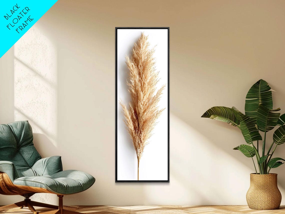 Pampas Grass Dried Botanical Minimalist White Background Print - Image 6