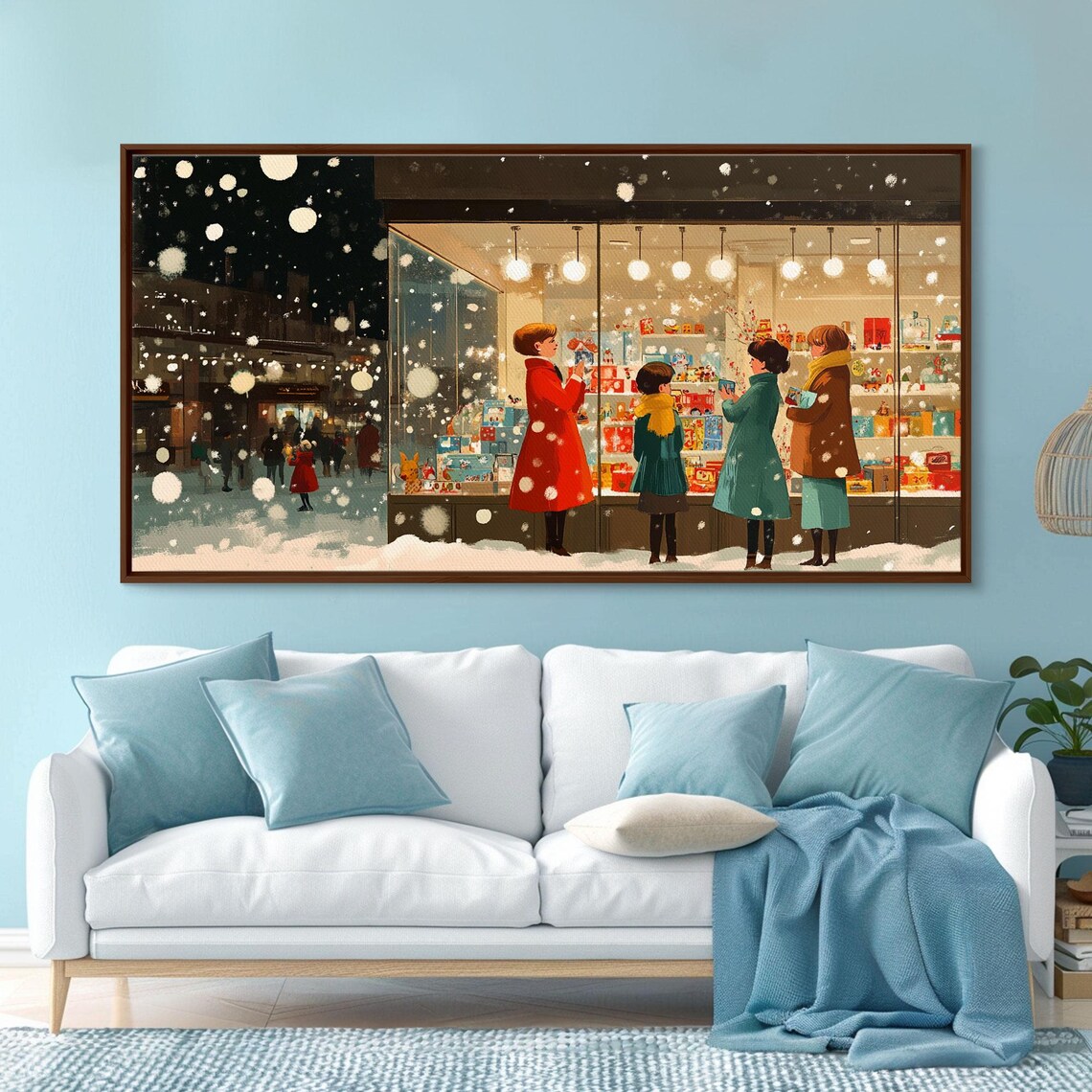 Christmas Window Shopping Scene, Nostalgic Holiday Poster - Image 3
