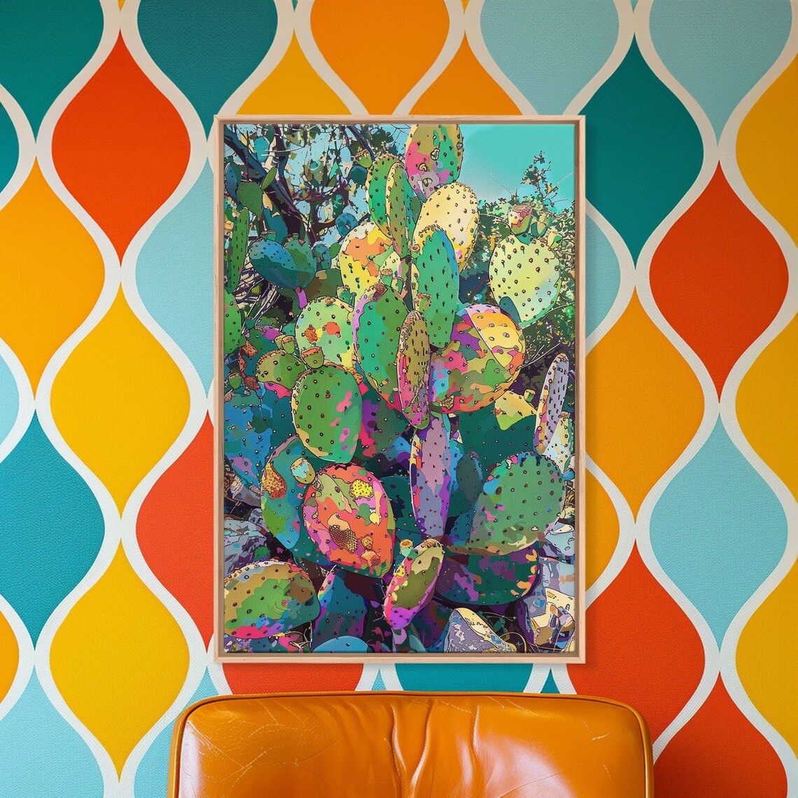 Prickly Pear Cactus, Abstract Desert Art Print - Image 4