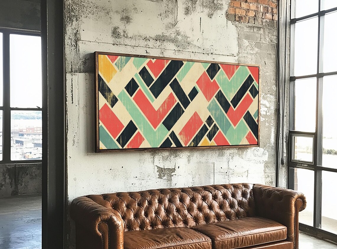 Abstract Mid Century Modern Chevrons Poster