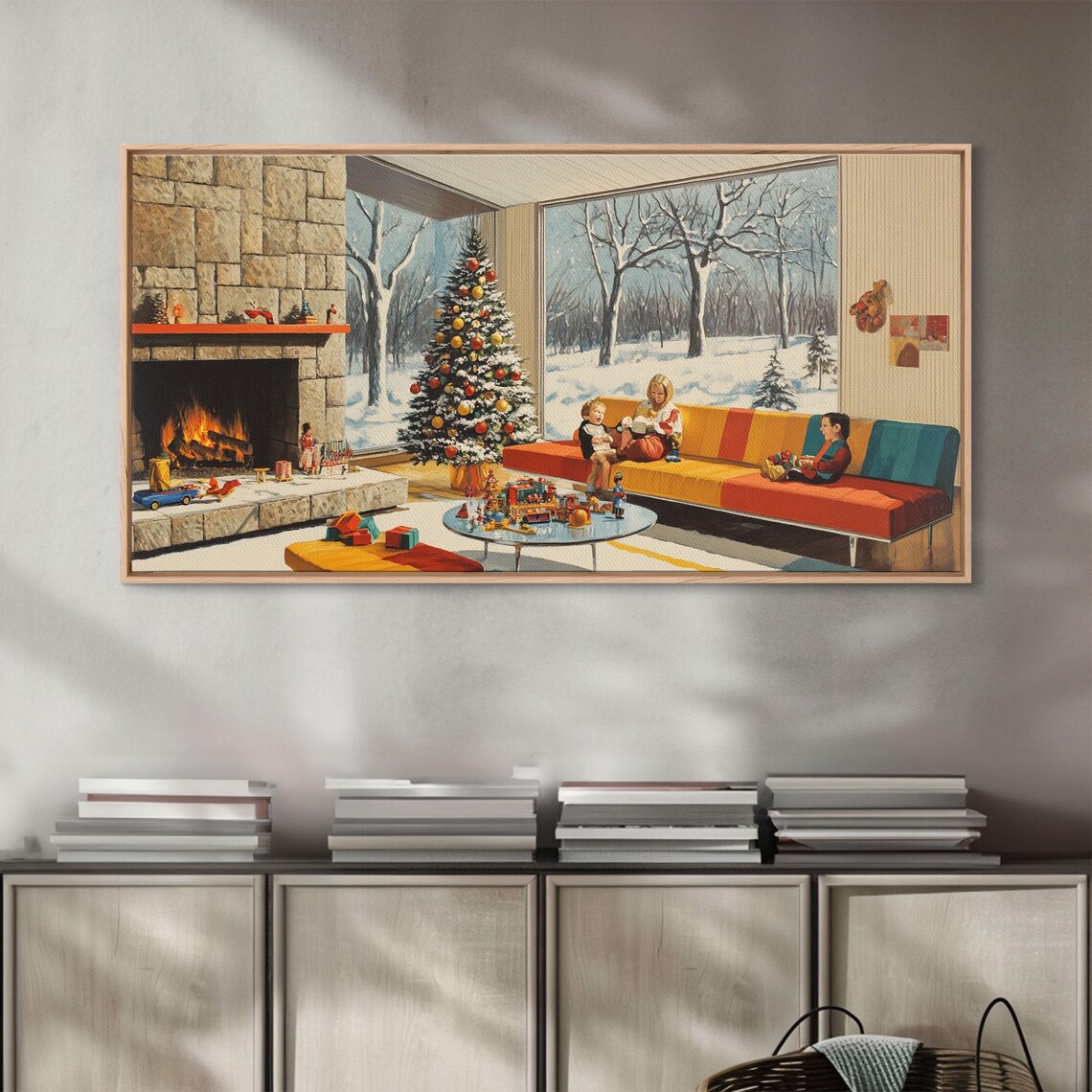 Mid-Century Modern Christmas Scene, Retro Art Print - Image 6