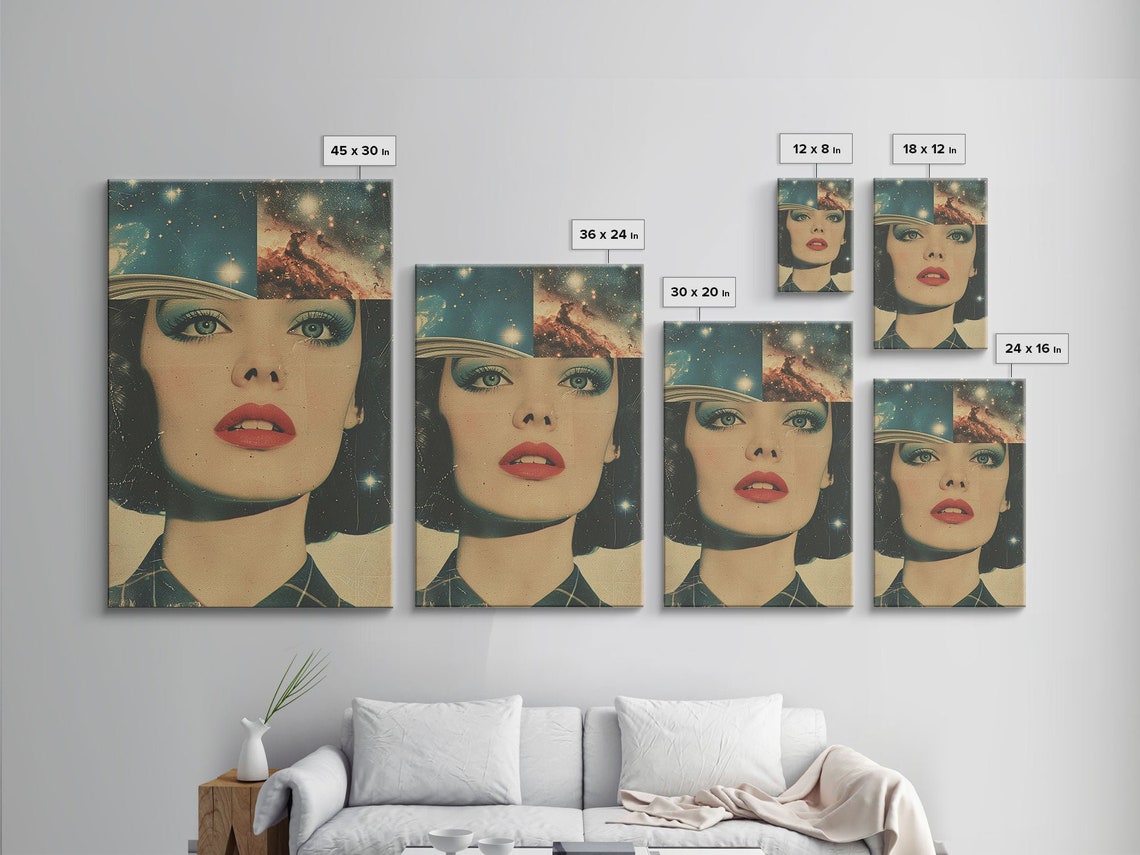 Retro Cosmic Woman Portrait Poster Vintage Outer Space Galaxy Art - Image 2