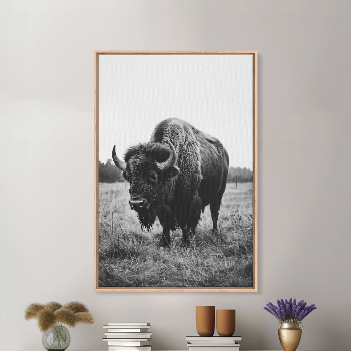 Majestic Bison Black and White Photography Wild Buffalo Art Poster - Image 3