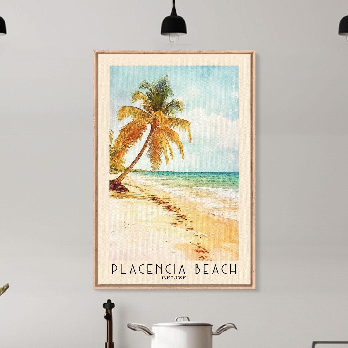 Placencia Beach Belize Leaning Palm White Sand Turquoise Sea Travel Poster - Image 6