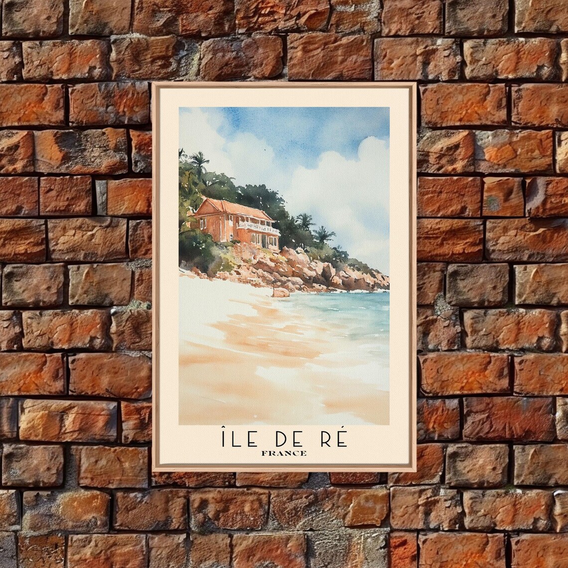 Ile De Re France Cliff Villa Rocky Point White Sand Watercolor Wall Poster - Image 5