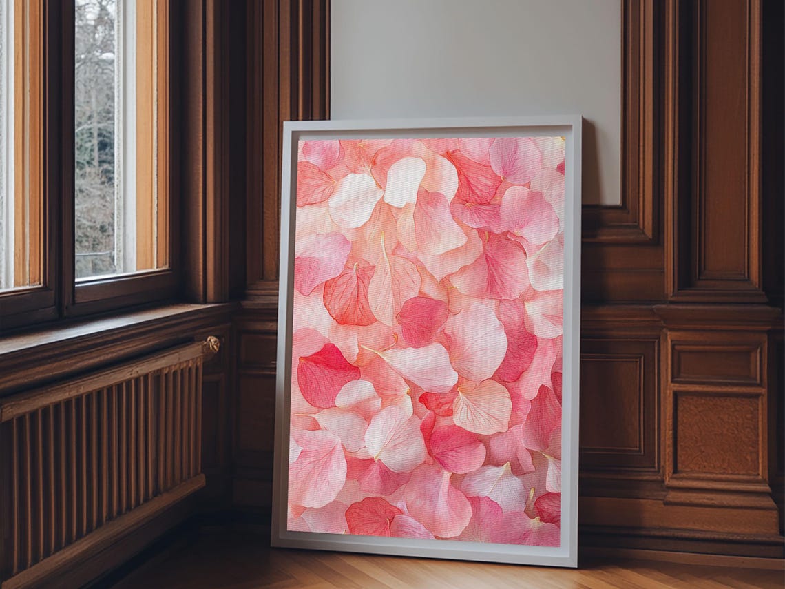 Blush Pink Hydrangea Petals Watercolor Floral Botanical Wall Art Print - Image 5