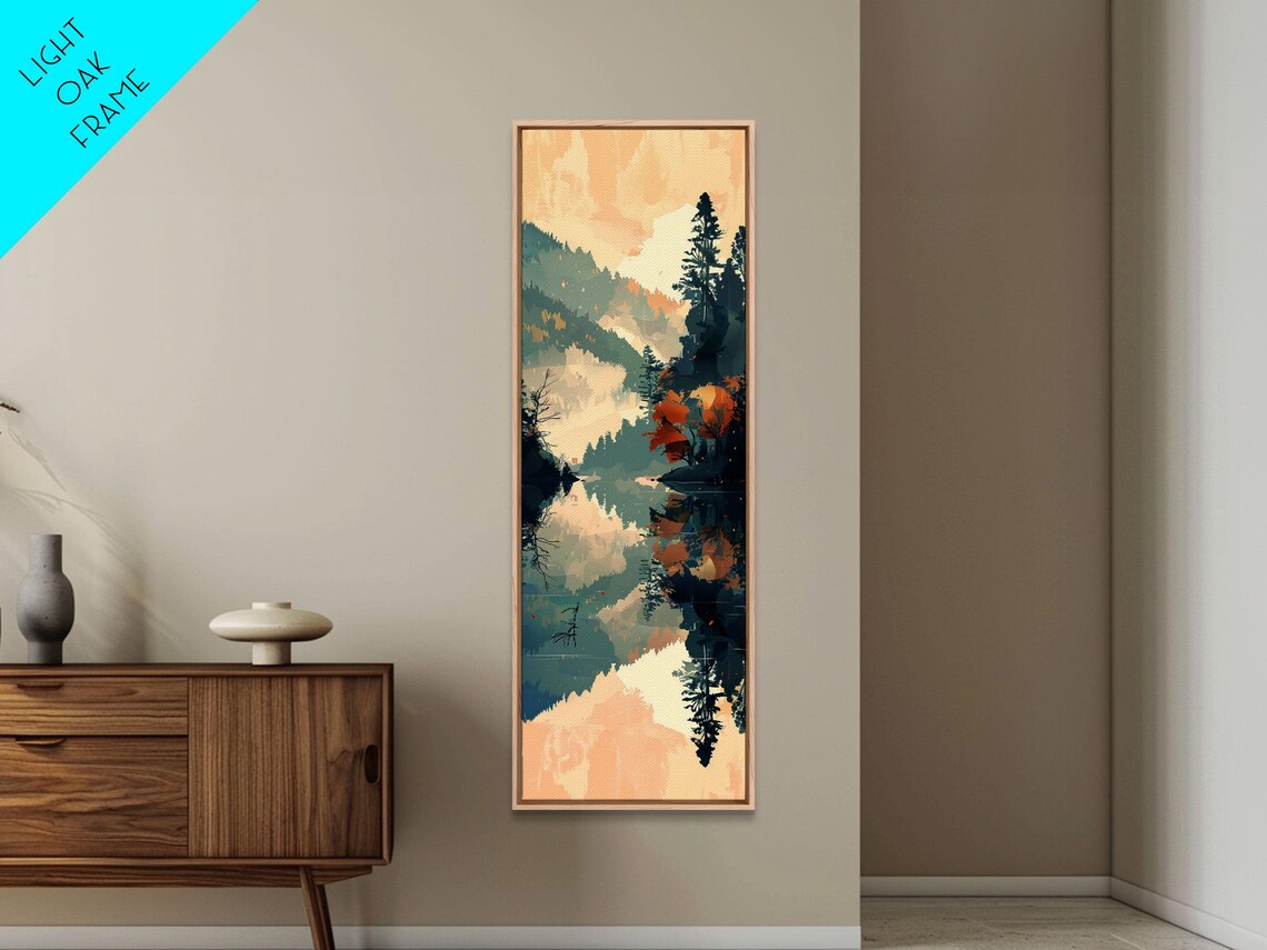 Ukiyo-E Lake, Misty Mountains and Autumn Trees Art Print - Image 3