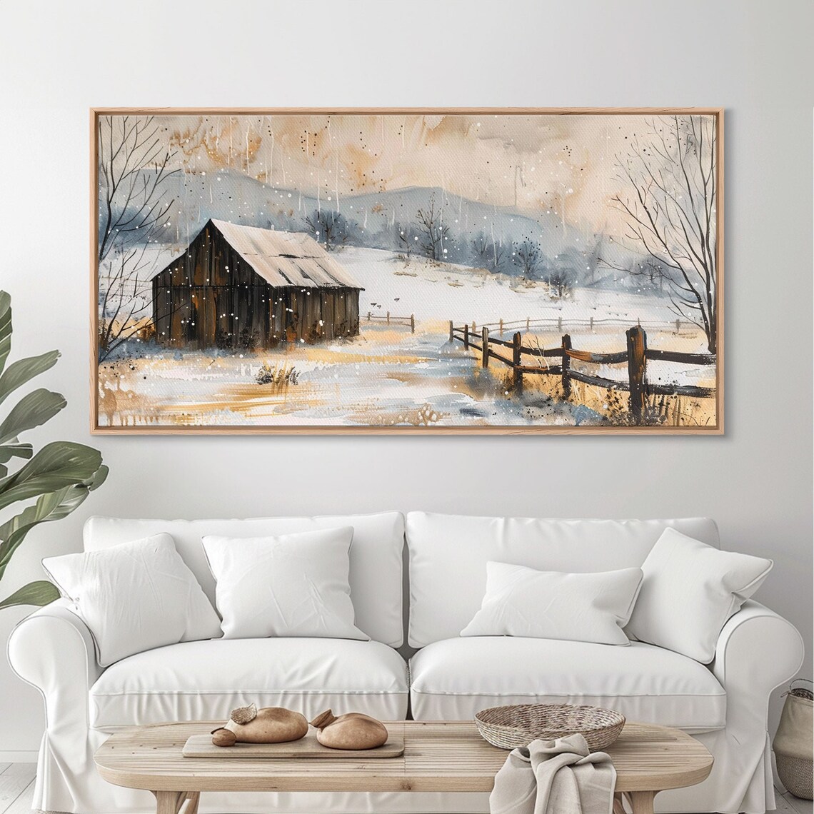 Snowy Barn In Winter Field, Rustic Farmhouse Art Print - Image 5