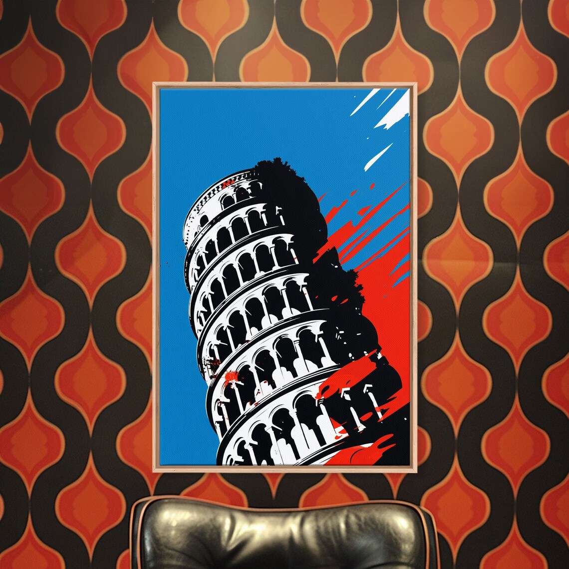 Leaning Tower Of Pisa Pop Art Style Italy Landmark Travel Poster - Image 4