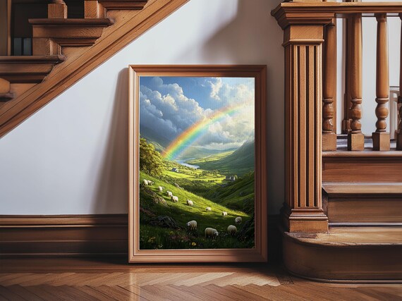 Rainbow Over Ireland Landscape Painting Art Print