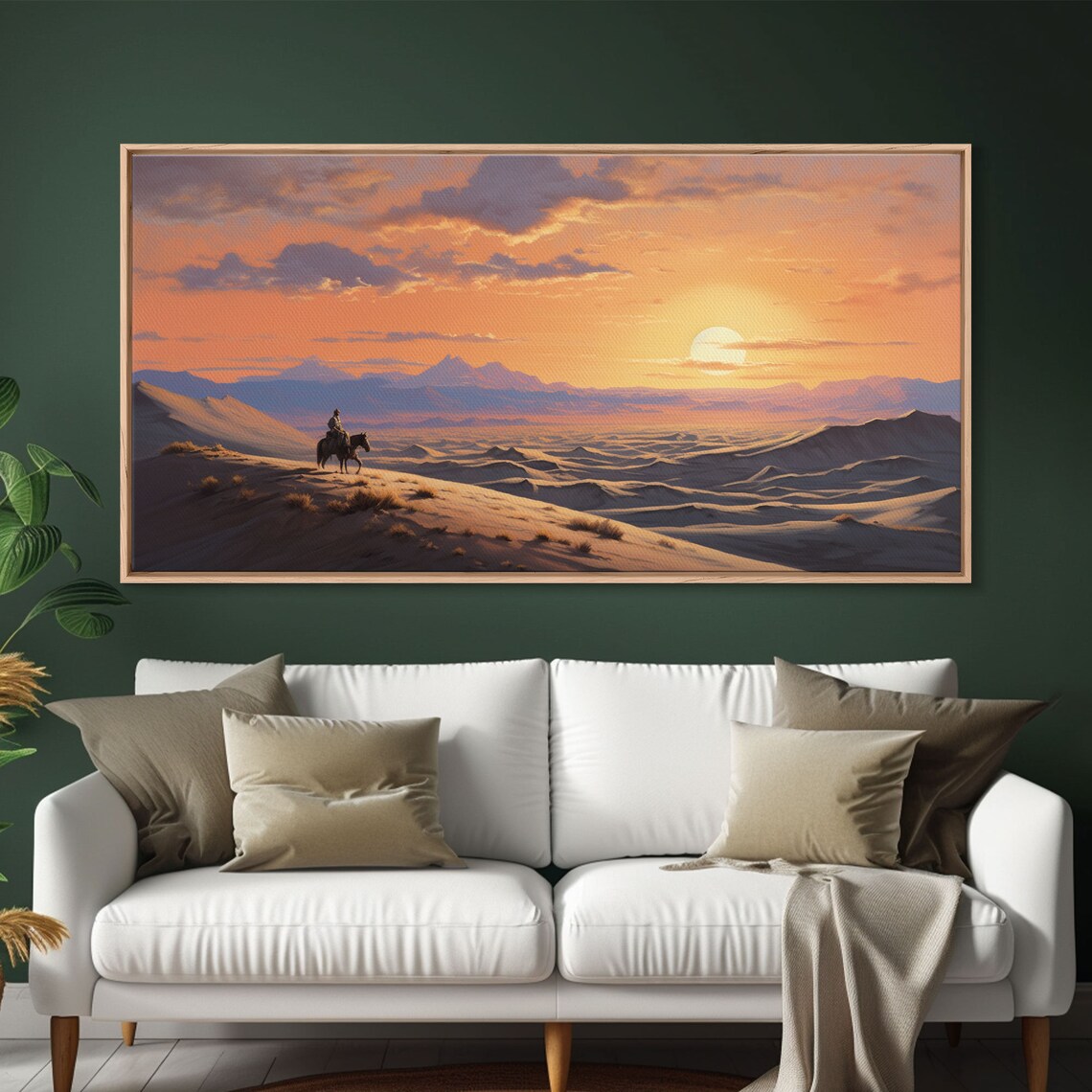 Desert Sunset Cowboy Horse Art, Western Wall Print
