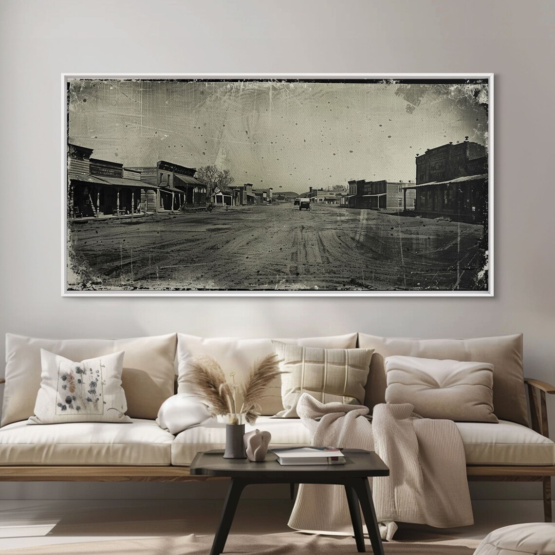 Deserted Old West Town Street Wooden Storefronts Sepia Vintage Print - Image 4