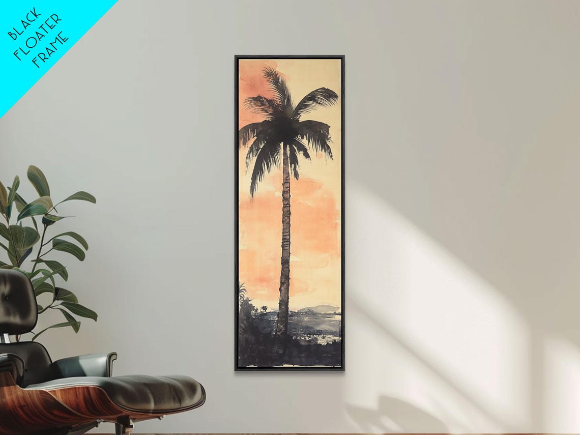 Moody Palm Tree Silhouette At Sunset Tropical Coastal Dusk Art Poster - Image 6