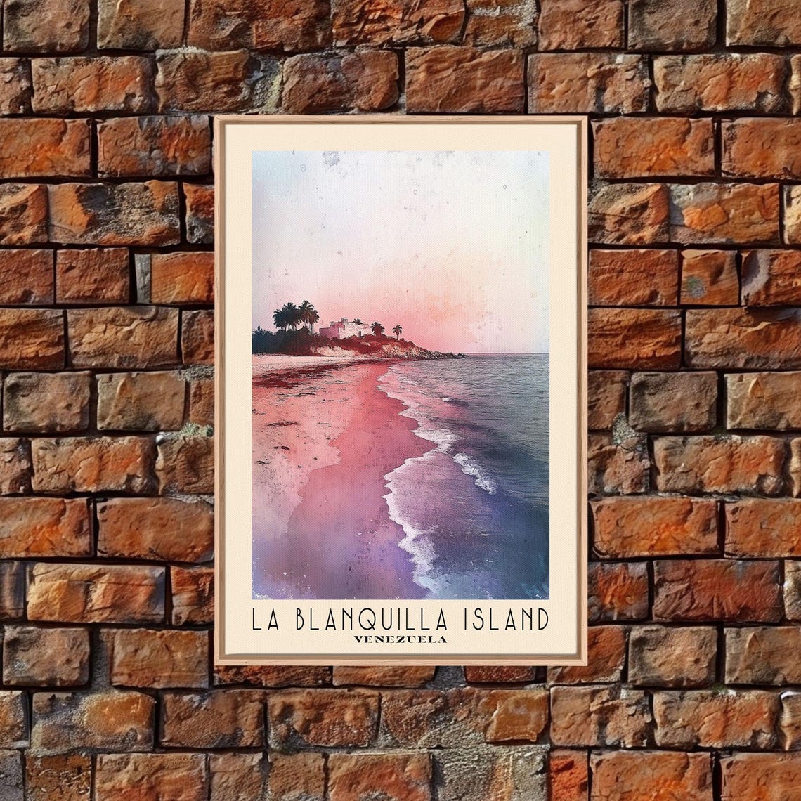 La Blanquilla Island Venezuela Pink Wash Beach Gentle Waves Poster - Image 4