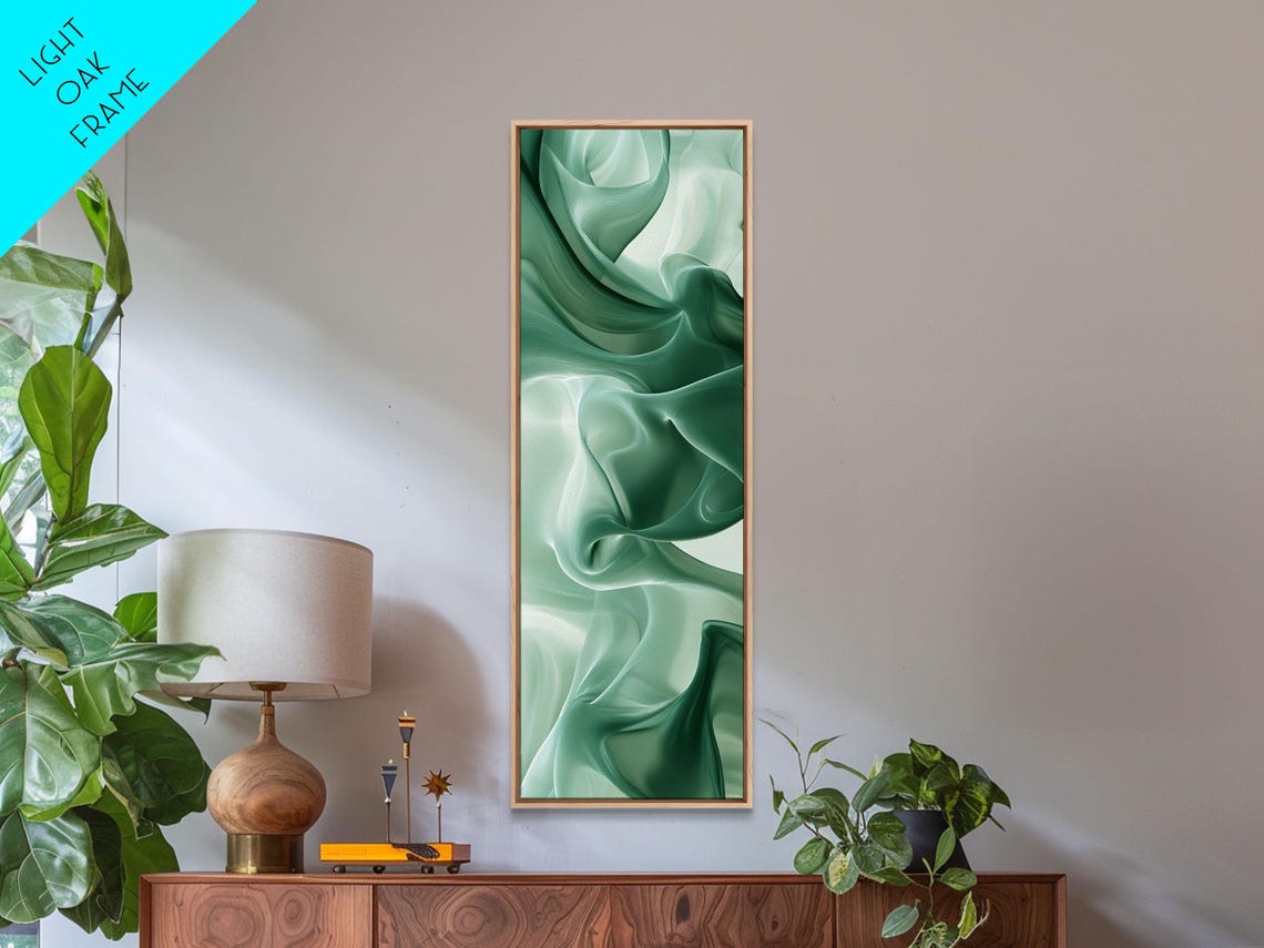 Flowing Green Smoke Silk Abstract Calm Sage Wall Decor Poster - Image 5