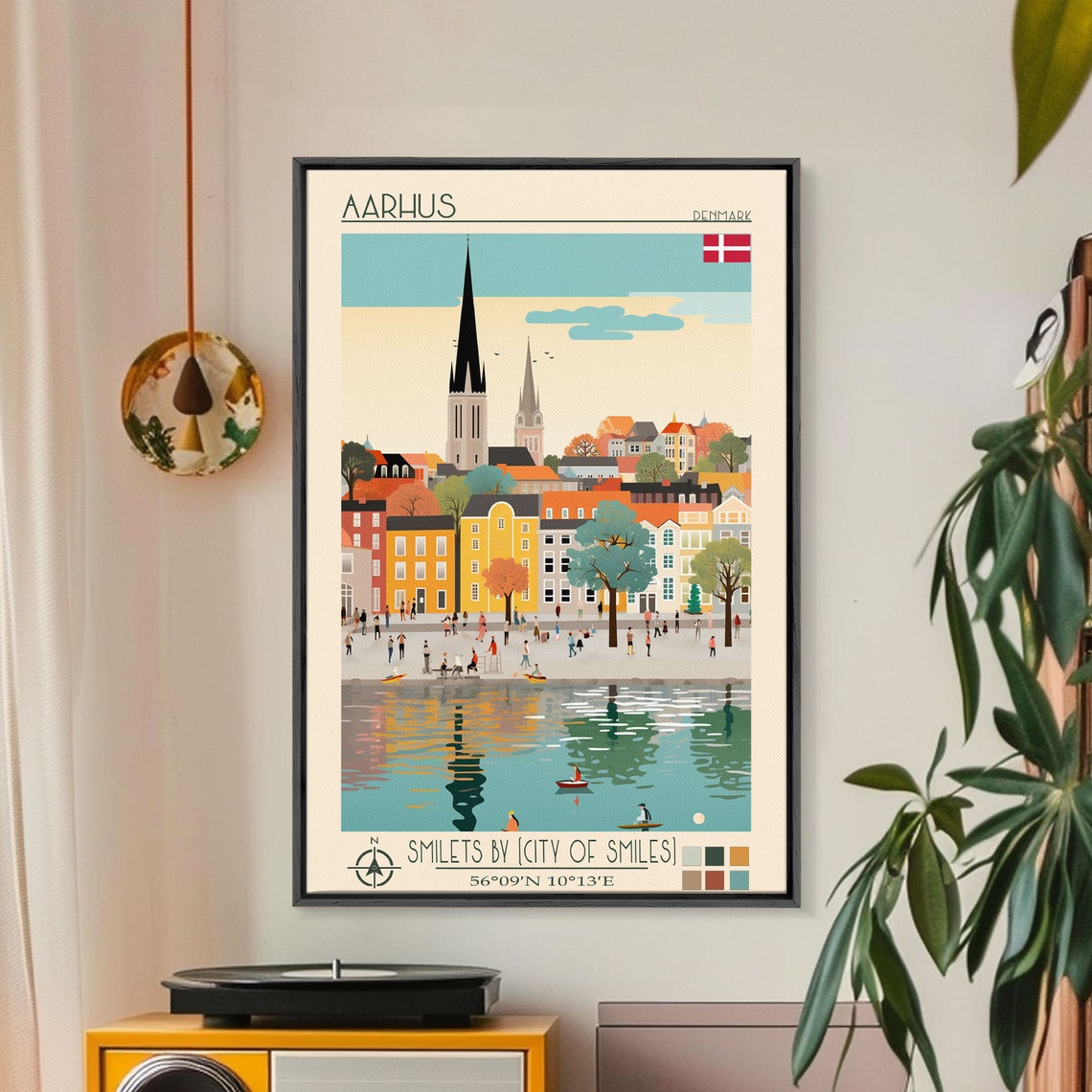 Aarhus Denmark Harborfront Old Town Church Spires Water View Poster - Image 5