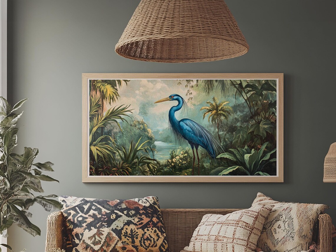 Blue Heron Vintage Florida Decor Wall Art Print - Image 2