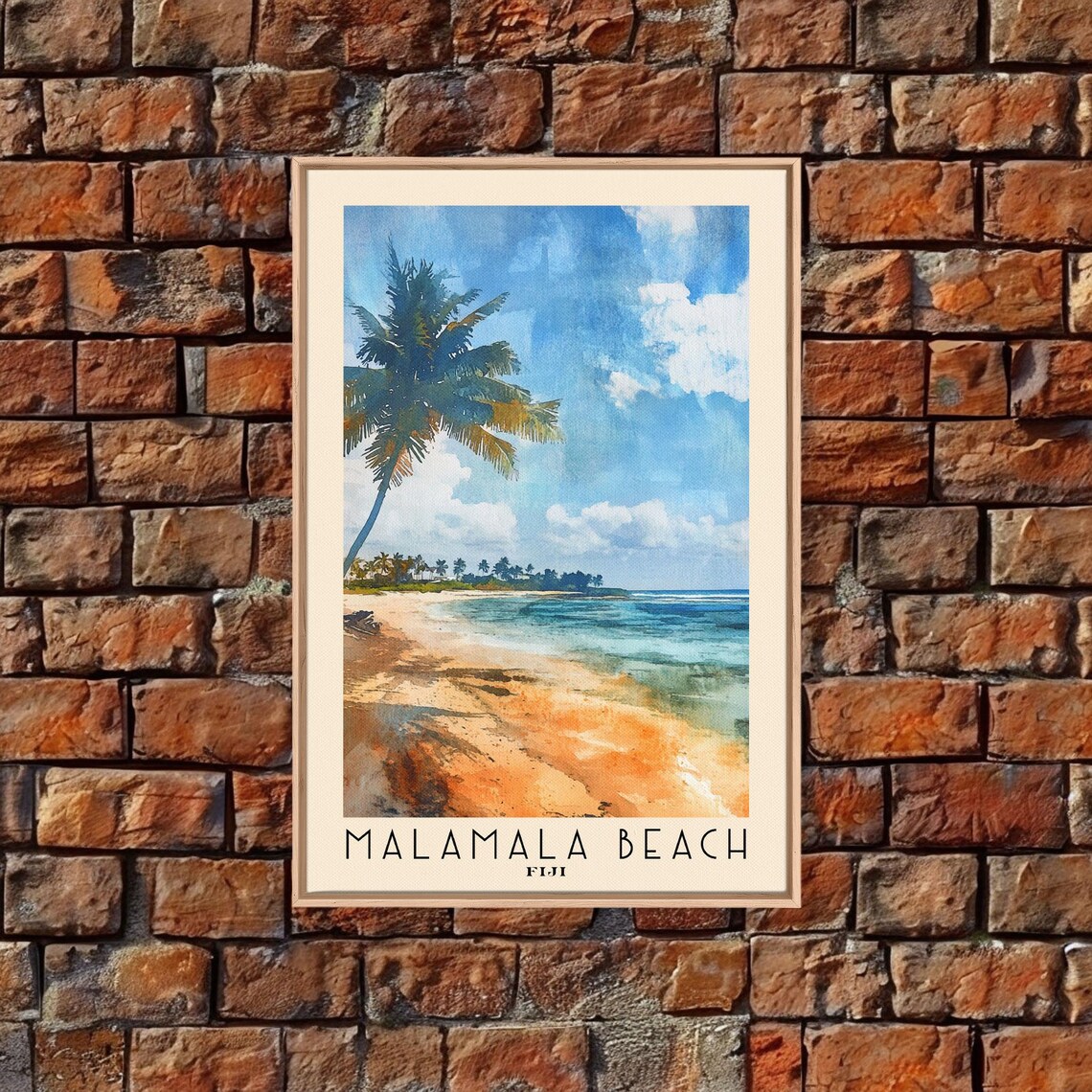 Malamala Beach Fiji Leaning Palm Golden Sand Turquoise Sea Travel Poster - Image 6