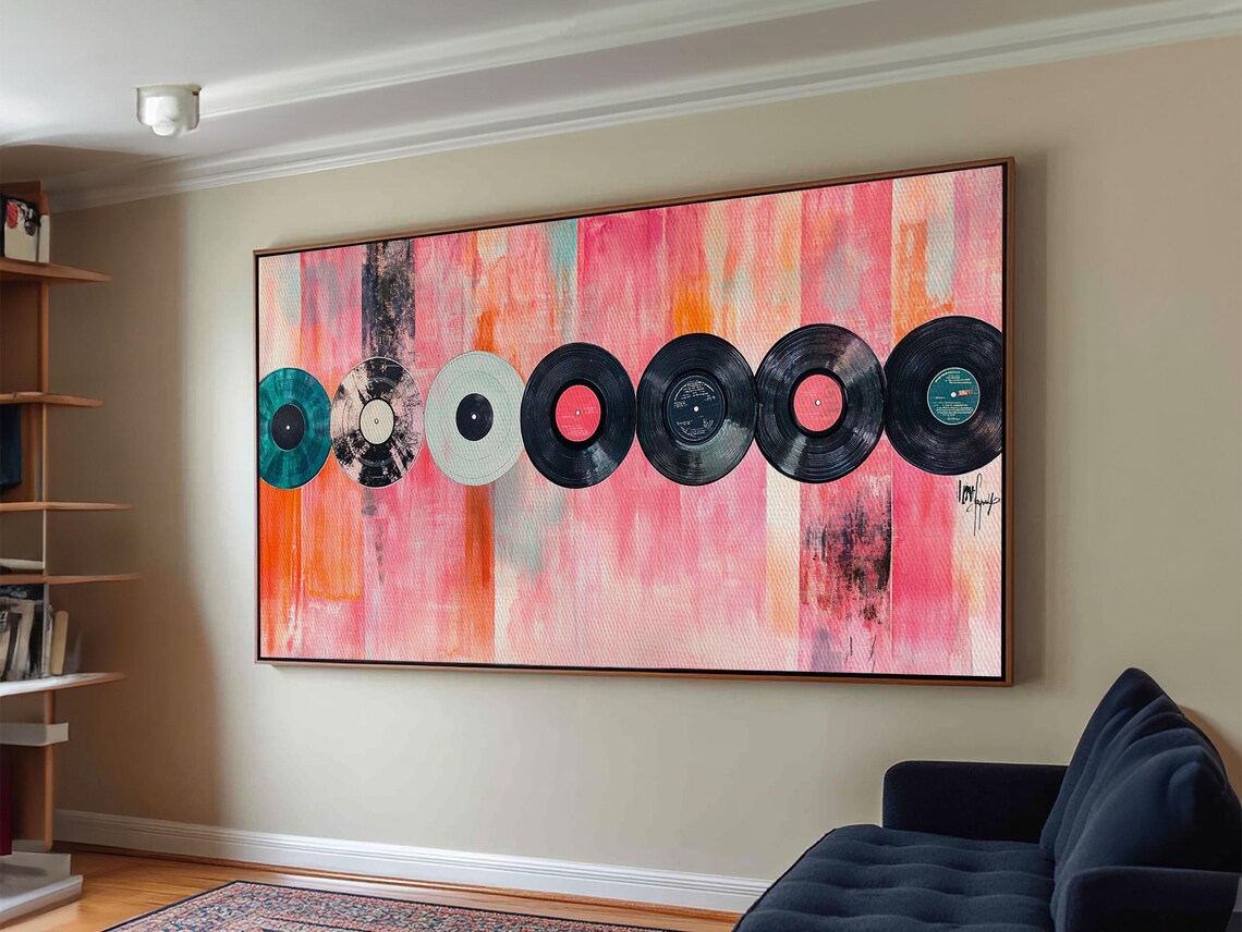 Vinyl Record Abstract Music Art Print, Retro Style - Image 5