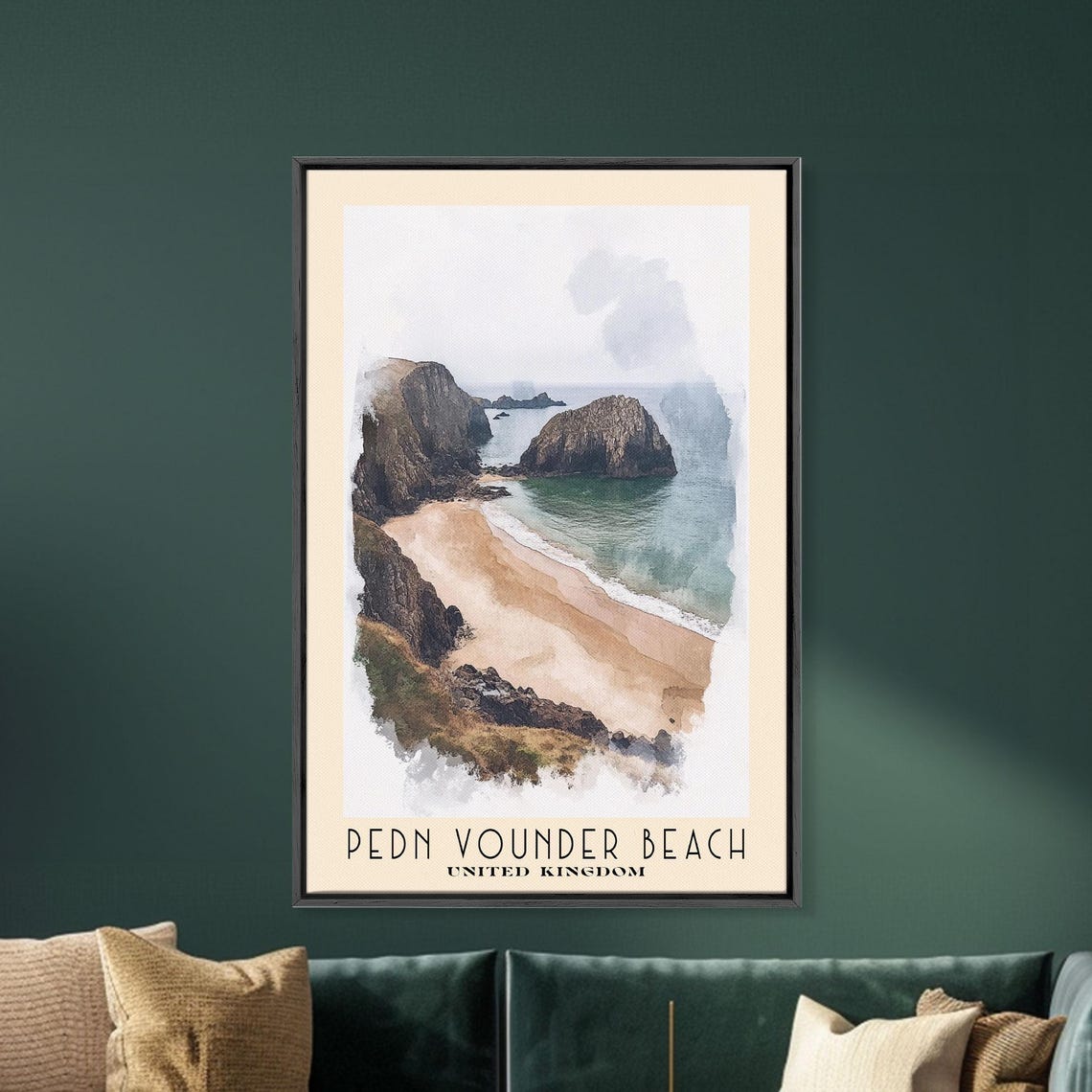 Pedn Vounder Beach United Kingdom Cliff Cove Sea Stack Mist Poster - Image 5