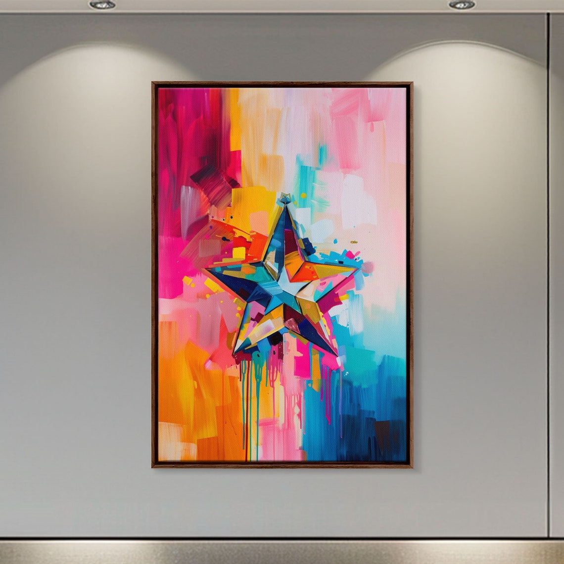 Abstract Colorful Starburst On Pink And Teal Splash Art Poster - Image 3