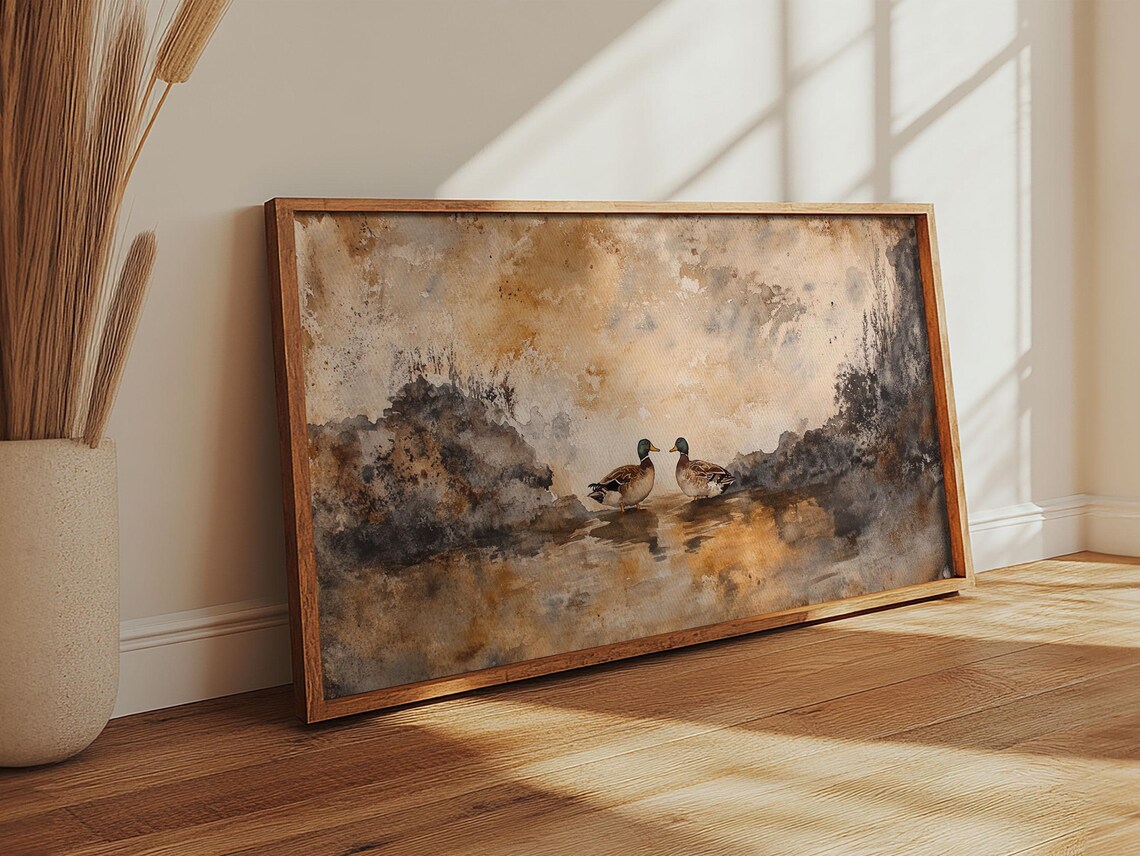 Vintage Mallard Duck Oil Painting, Rustic Farmhouse Art Print - Image 3