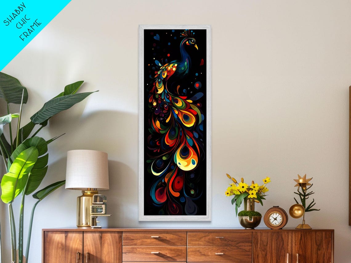 Peacock Rainbow Tail On Black Dramatic Bird Wall Decor Poster - Image 6