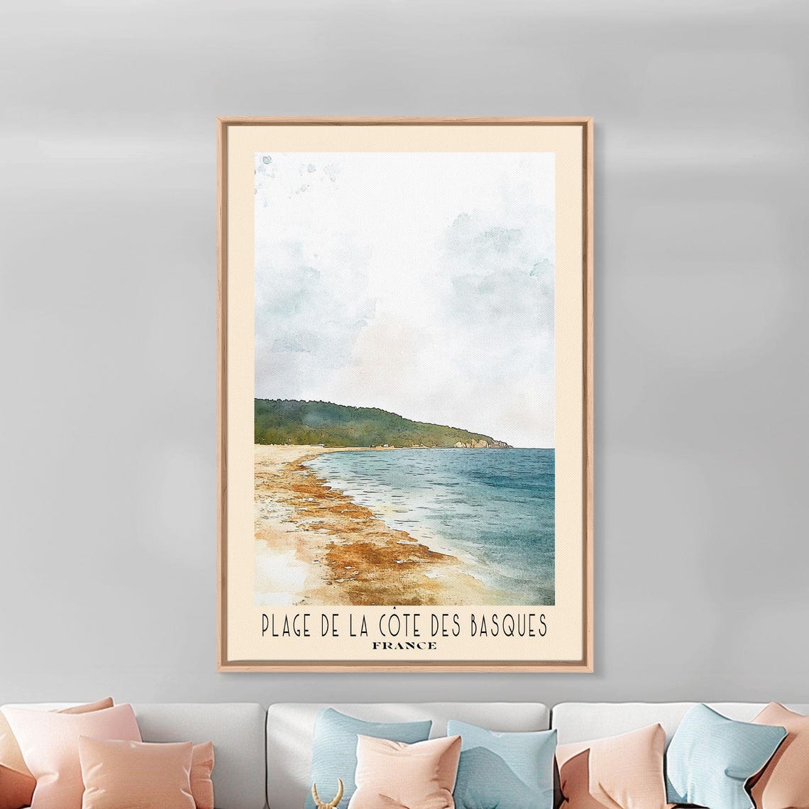 Plage De La Cote Des Basques France Sand Curve Rocky Headland Poster - Image 3