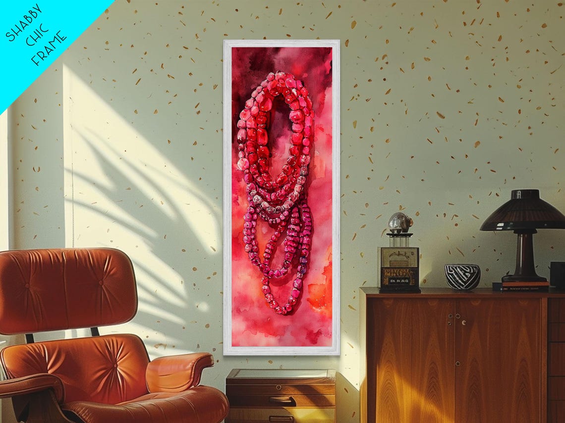 Pink Beaded Necklaces Cascade Gemstone Watercolor Jewelry Poster - Image 5