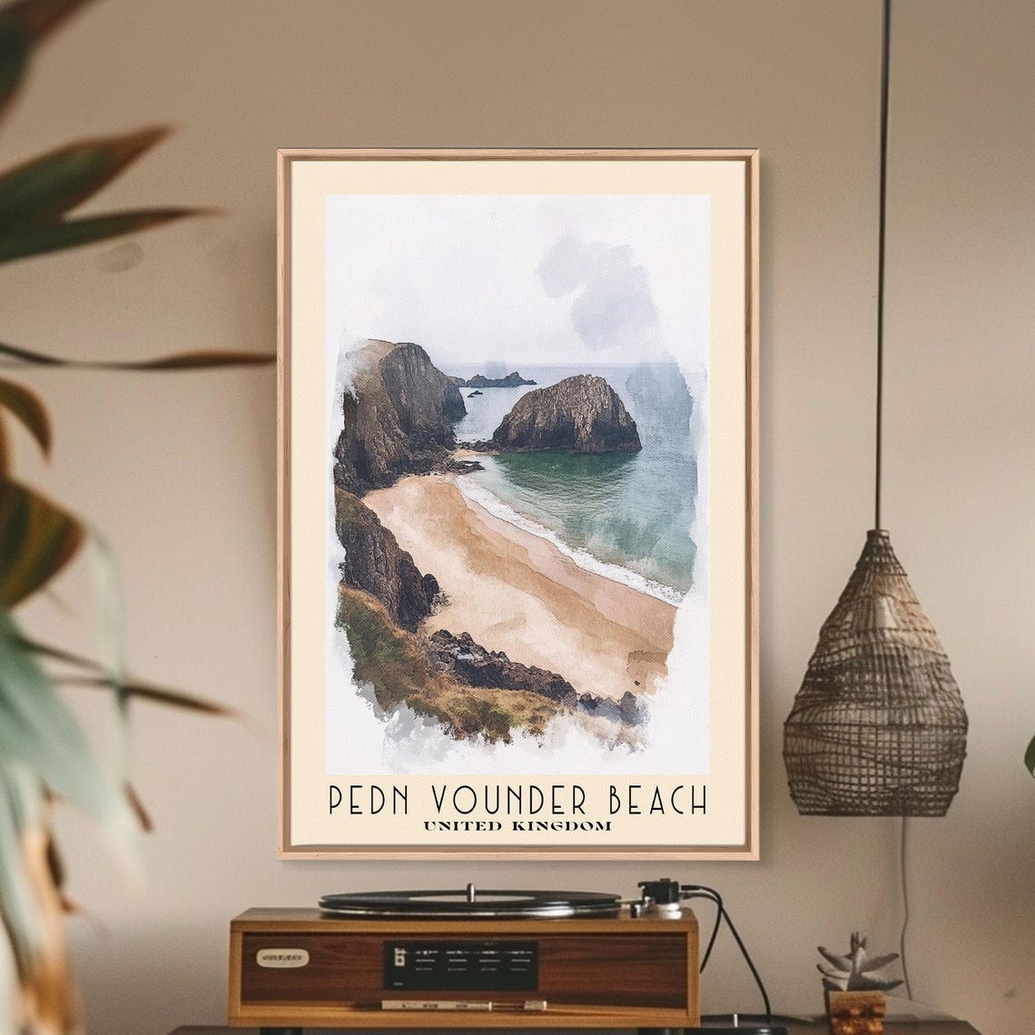 Pedn Vounder Beach United Kingdom Cliff Cove Sea Stack Mist Poster - Image 2