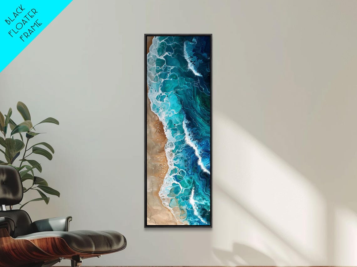 Aerial Ocean Waves Turquoise Beach Coastline Top View Art Print - Image 6