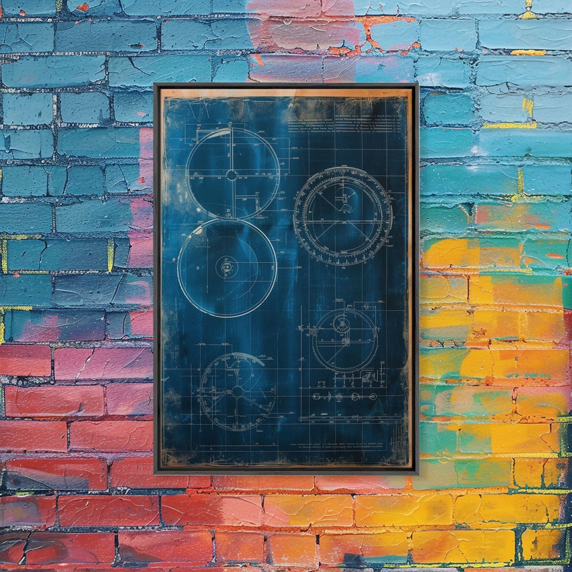 Nautical Compass Blueprint Deep Blue Industrial Coastal Wall Art - Image 3
