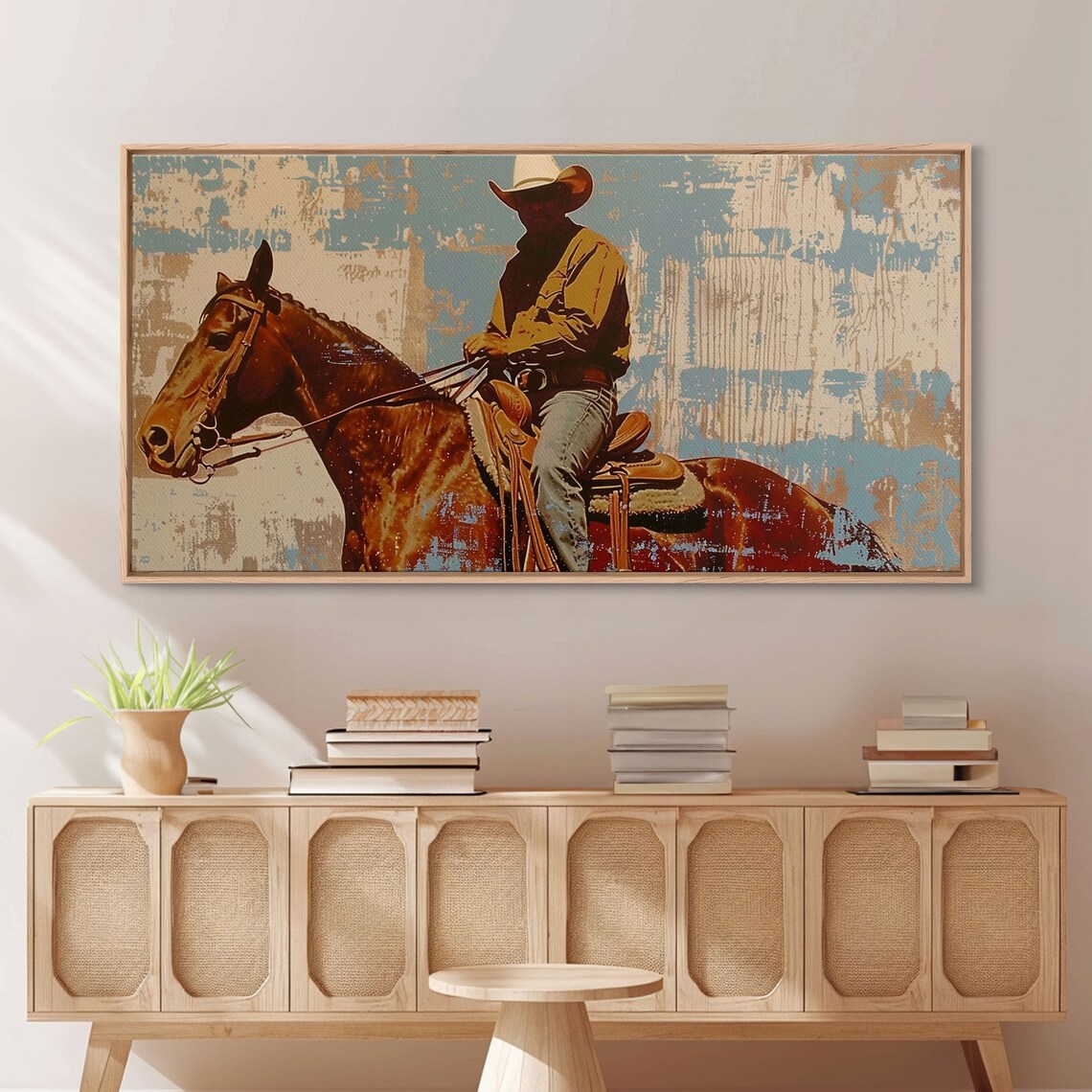Minimalist Cowboy Desert Scene, Boho Art Print - Image 4