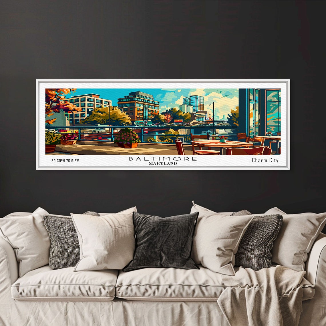 Baltimore Maryland Charm City Harbor Skyline Waterfront Travel Poster - Image 6