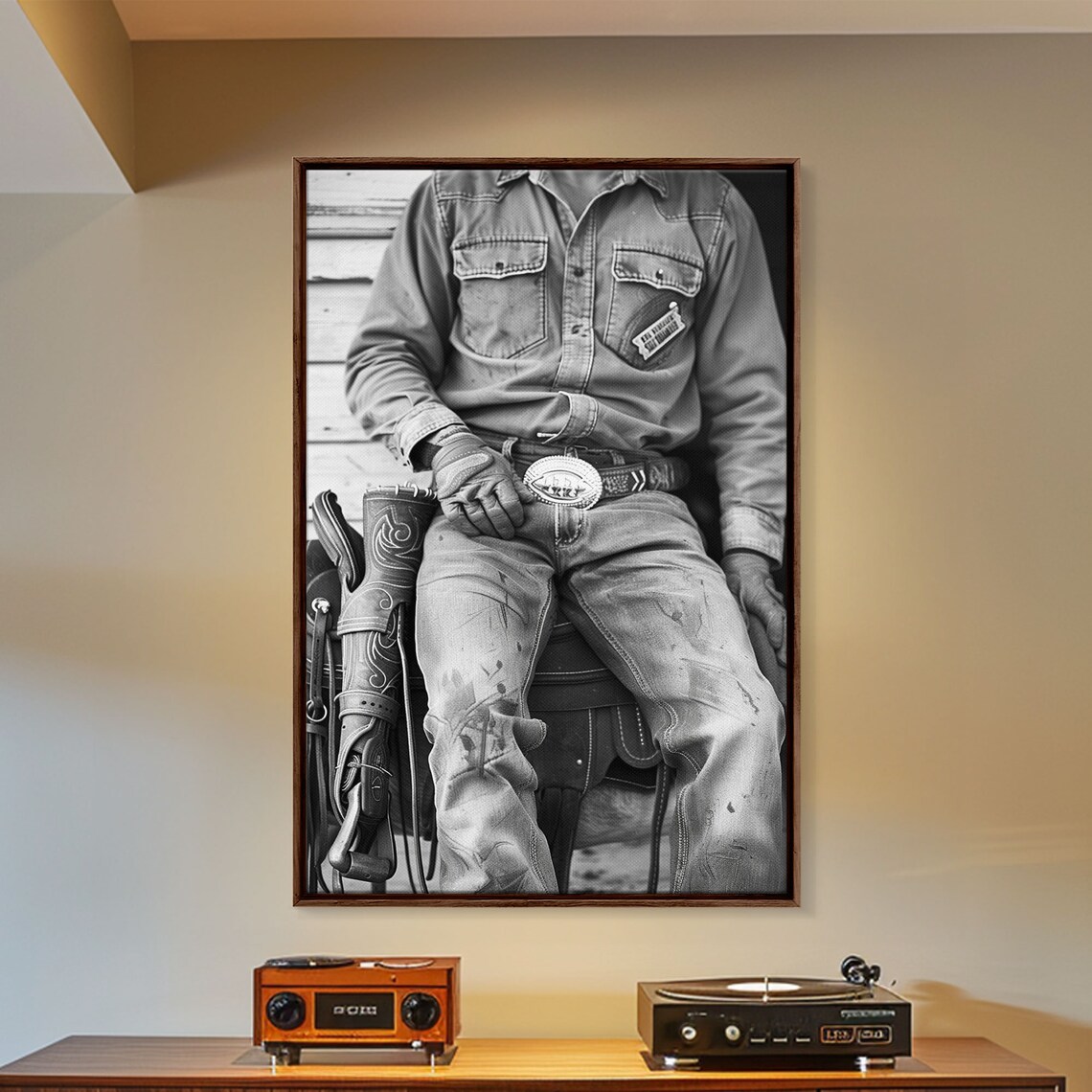 Cowboys Belt And Saddle, Black And White Photo Print - Image 5