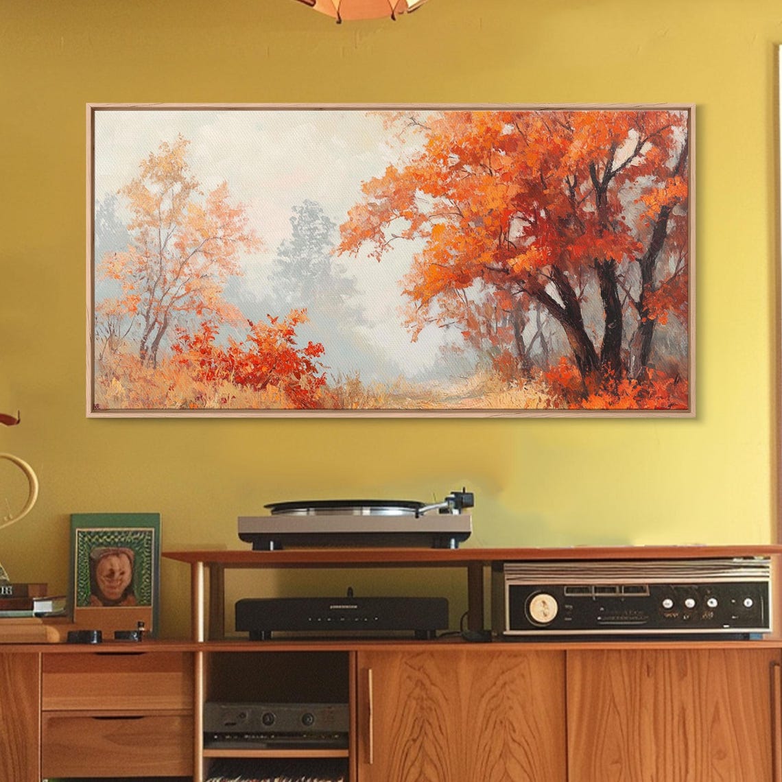 Fall In The Forest Watercolor Orange Trees Soft Autumn Woods Poster - Image 3