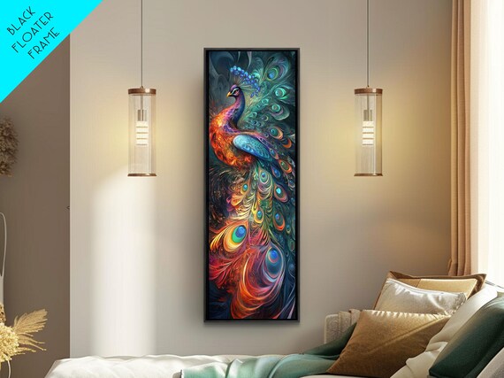 Ethereal Peacock Art Framed Print Rustic Decor Accent Ideal For Moody Art And Home Decor Vibrant Bird Art